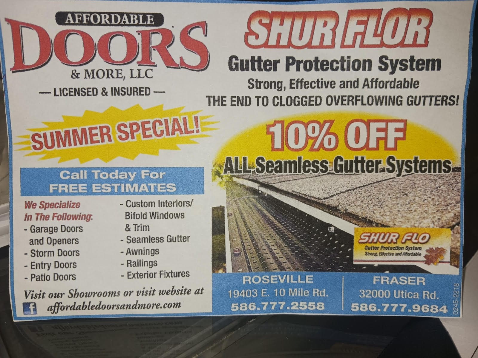 SHUR FLO gutter protection system